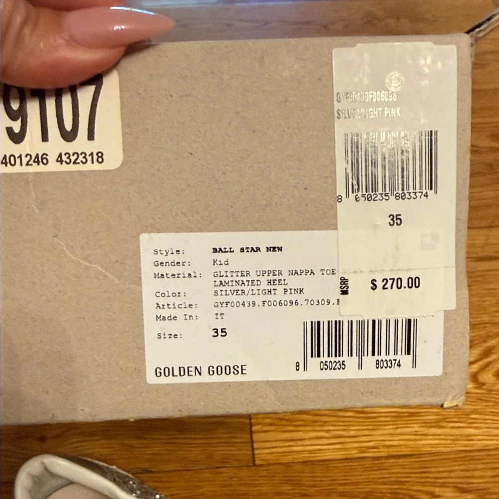 Golden Goose Kids Glitter Star Sneakers - Silver & Cream 35